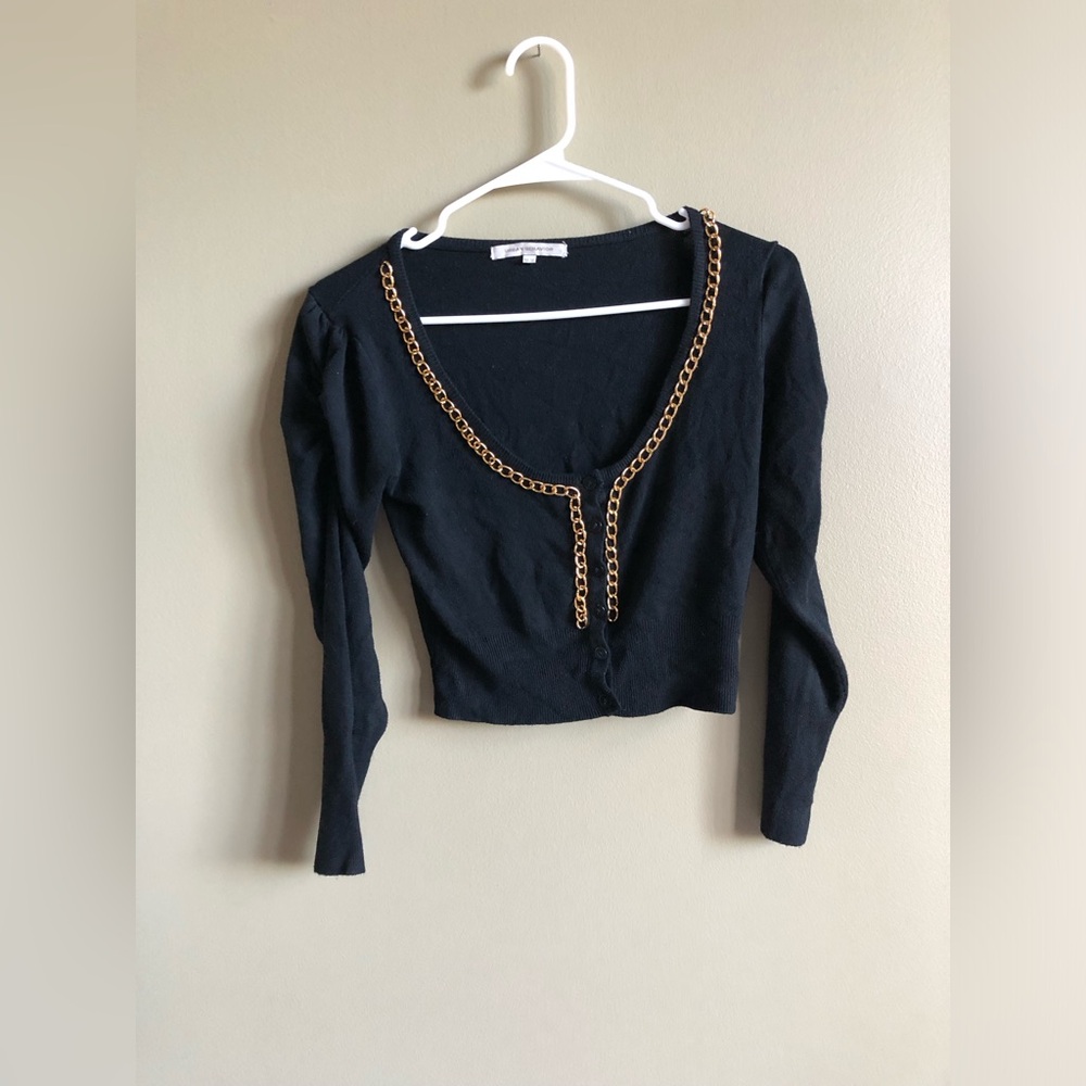 Urban Behavior Black Gold chain Cropped Knit Sweater Size Medium